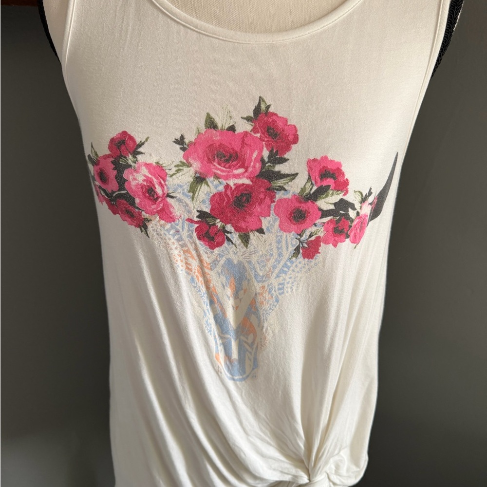 NWOT western cream color Floral Print Women's Tank sz M by Fringe.